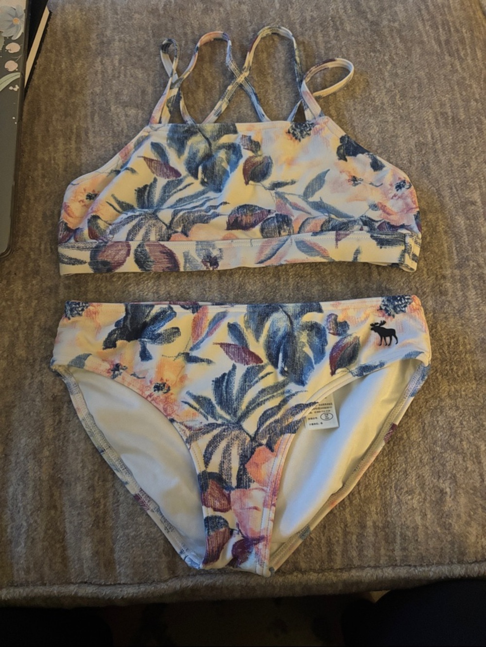 Abercrombie kids Floral Tropical Two-Piece Bikini Set - Blue, Pink, purple